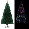 Árbol de Navidad artificial y soporte fibra óptica verde 150 cm