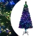 Árbol de Navidad artificial y soporte fibra óptica verde 210 cm