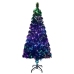 Árbol de Navidad artificial y soporte fibra óptica verde 210 cm