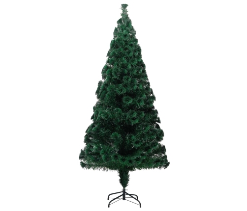 Árbol de Navidad artificial y soporte fibra óptica verde 210 cm