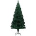 Árbol de Navidad artificial y soporte fibra óptica verde 210 cm