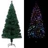 Árbol de Navidad artificial y soporte fibra óptica verde 210 cm