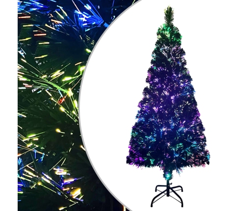 Árbol de Navidad artificial y soporte fibra óptica verde 240 cm