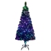 Árbol de Navidad artificial y soporte fibra óptica verde 240 cm