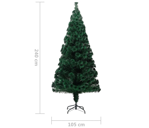 Árbol de Navidad artificial y soporte fibra óptica verde 240 cm