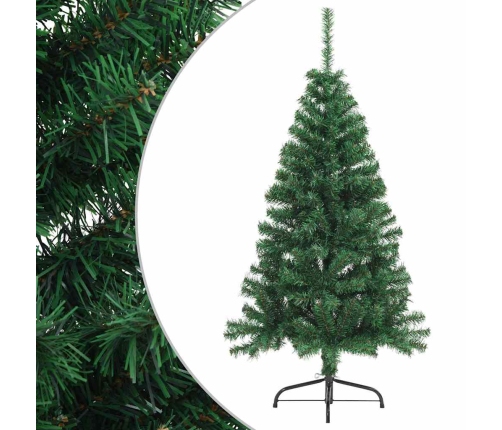 Medio árbol de Navidad artificial con soporte PVC verde 150 cm