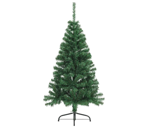 Medio árbol de Navidad artificial con soporte PVC verde 150 cm