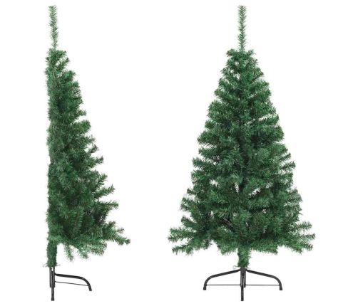 Medio árbol de Navidad artificial con soporte PVC verde 150 cm