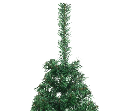 Medio árbol de Navidad artificial con soporte PVC verde 150 cm