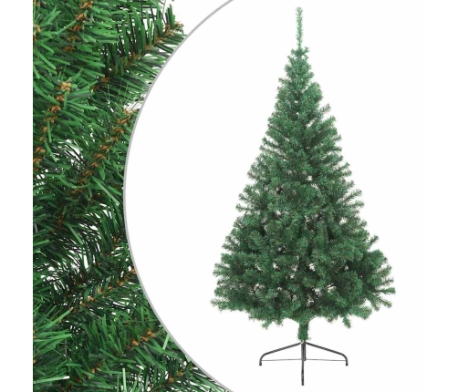 Medio árbol de Navidad artificial con soporte PVC verde 180 cm