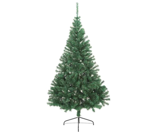 Medio árbol de Navidad artificial con soporte PVC verde 180 cm