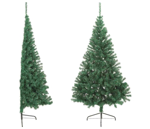 Medio árbol de Navidad artificial con soporte PVC verde 180 cm