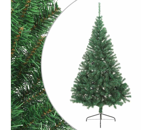 Medio árbol de Navidad artificial con soporte PVC verde 210 cm