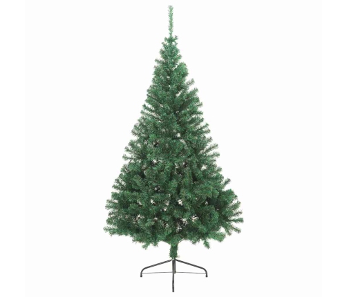 Medio árbol de Navidad artificial con soporte PVC verde 210 cm