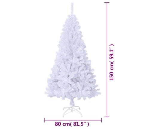 Árbol de Navidad artificial con ramas gruesas PVC blanco 150 cm