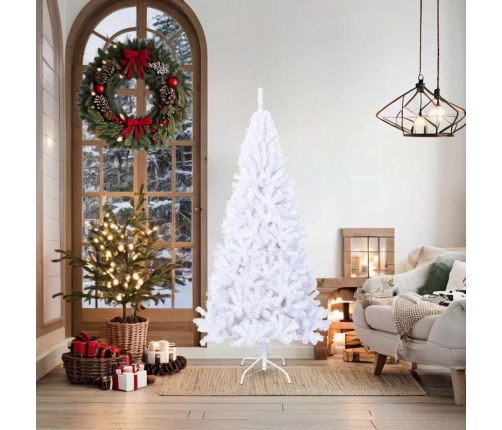 Árbol de Navidad artificial con ramas gruesas PVC blanco 180 cm