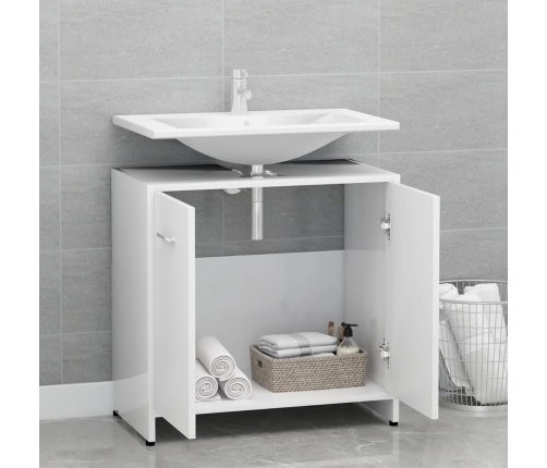 Armario de baño madera contrachapada blanco 60x33x61 cm