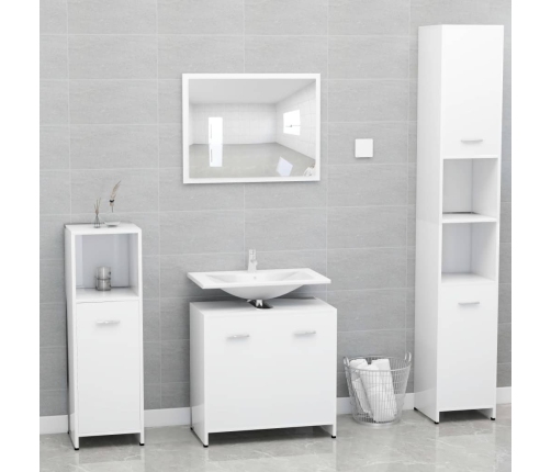 Armario de baño madera contrachapada blanco 60x33x61 cm