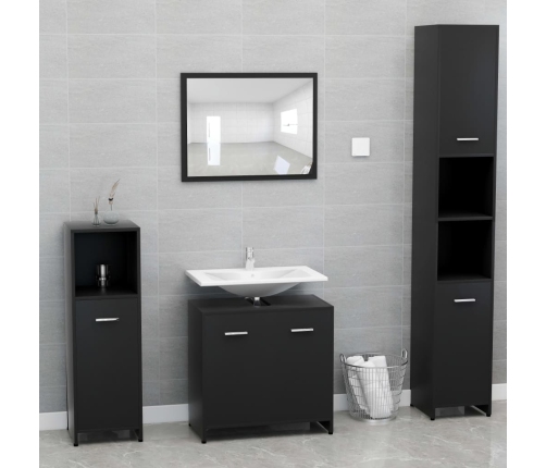 Armario de baño madera contrachapada negro 60x33x61 cm