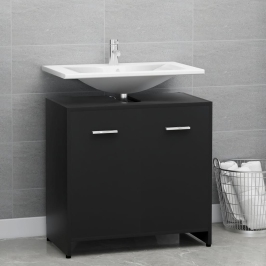 Armario de baño madera contrachapada negro 60x33x61 cm