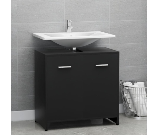 Armario de baño madera contrachapada negro 60x33x61 cm