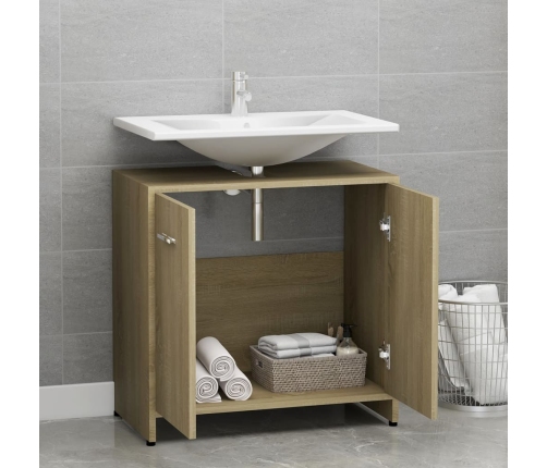 Armario de baño madera contrachapada color roble 60x33x61 cm