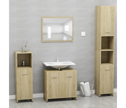 Armario de baño madera contrachapada color roble 60x33x61 cm