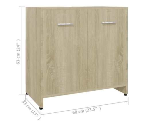 Armario de baño madera contrachapada color roble 60x33x61 cm