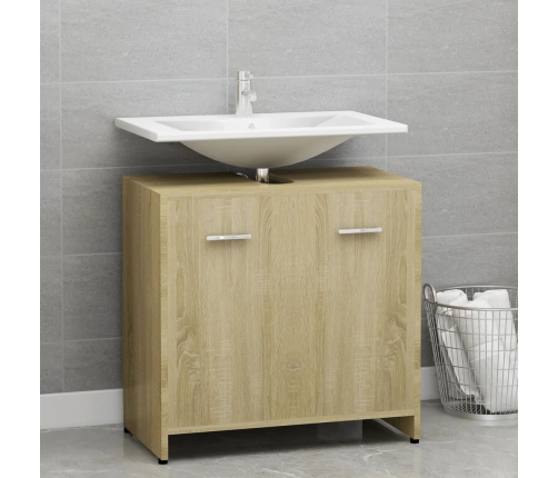 Armario de baño madera contrachapada color roble 60x33x61 cm