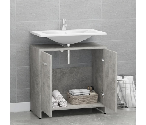 Armario de baño madera contrachapada gris hormigón 60x33x61 cm