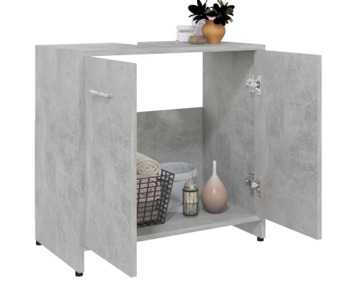 Armario de baño madera contrachapada gris hormigón 60x33x61 cm