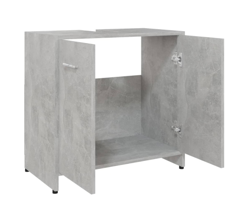 Armario de baño madera contrachapada gris hormigón 60x33x61 cm