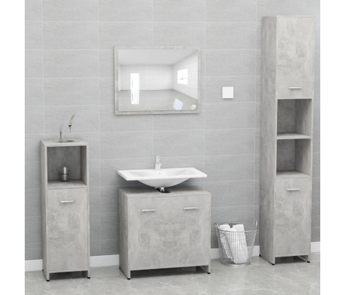 Armario de baño madera contrachapada gris hormigón 60x33x61 cm