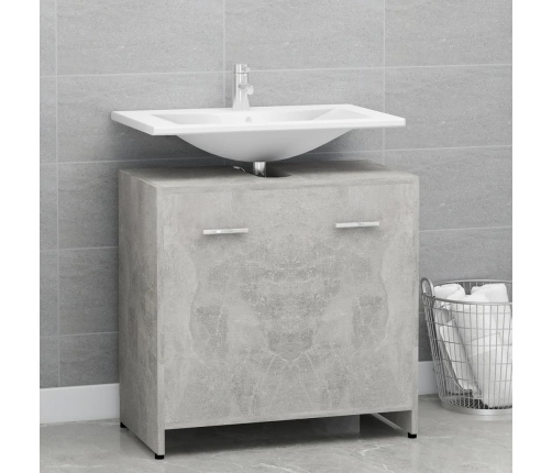 Armario de baño madera contrachapada gris hormigón 60x33x61 cm