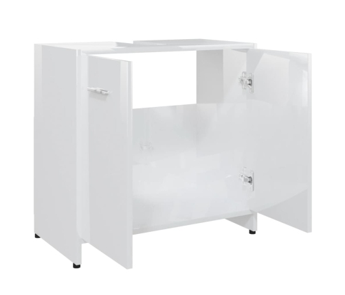 Armario de baño madera contrachapada blanco brillo 60x33x61 cm