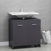 Armario de baño madera contrachapada gris brillo 60x33x61 cm