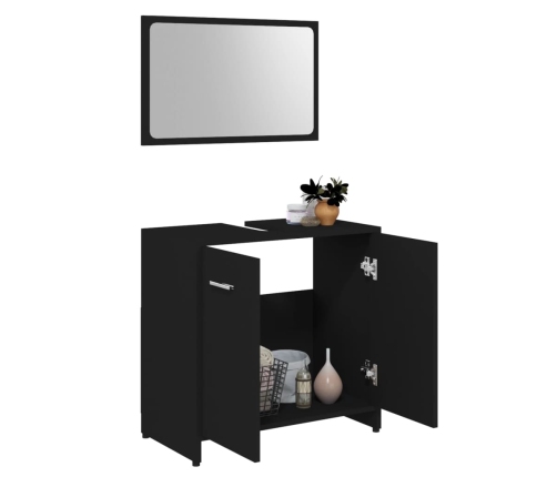 Conjunto de muebles de baño madera contrachapada negro