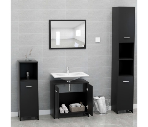 Conjunto de muebles de baño madera contrachapada negro