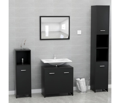 Conjunto de muebles de baño madera contrachapada negro