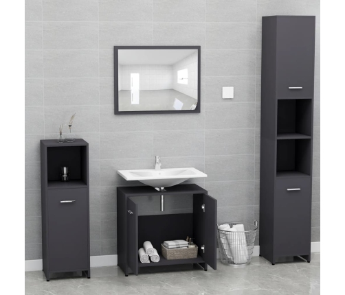 Set de muebles de baño madera contrachapada gris