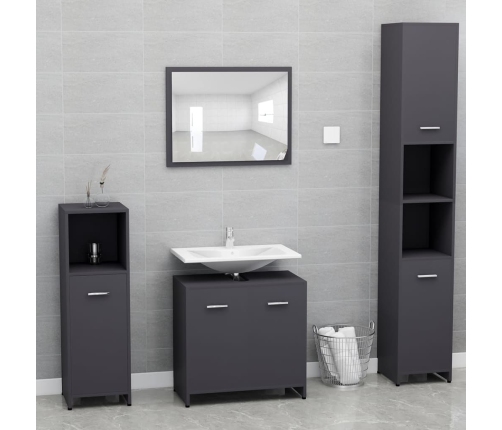 Set de muebles de baño madera contrachapada gris