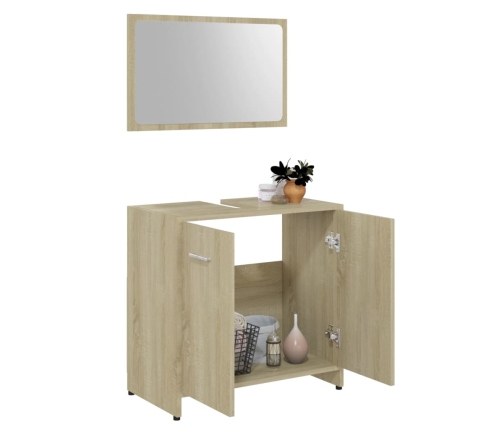 Conjunto de muebles de baño contrachapada color roble Sonoma