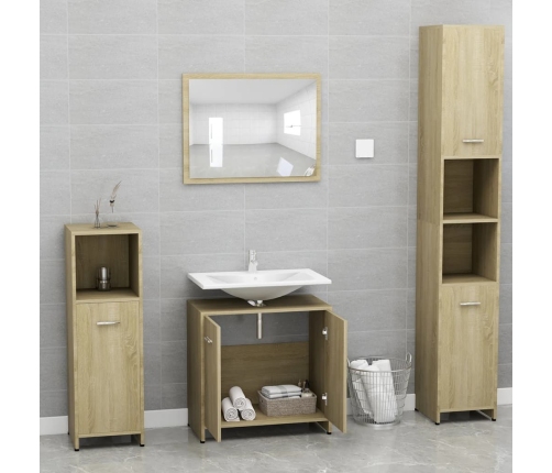 Conjunto de muebles de baño contrachapada color roble Sonoma