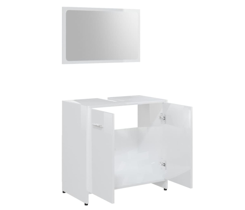 Conjunto de muebles de baño madera contrachapada blanco brillo