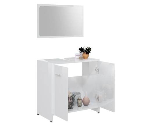 Conjunto de muebles de baño madera contrachapada blanco brillo