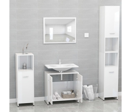 Conjunto de muebles de baño madera contrachapada blanco brillo