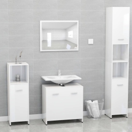 Conjunto de muebles de baño madera contrachapada blanco brillo