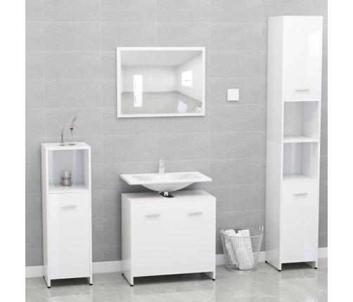 Conjunto de muebles de baño madera contrachapada blanco brillo