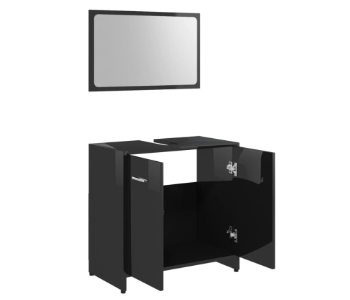 Conjunto de muebles baño madera contrachapado negro brillante