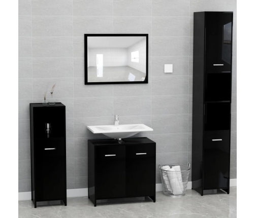 Conjunto de muebles baño madera contrachapado negro brillante